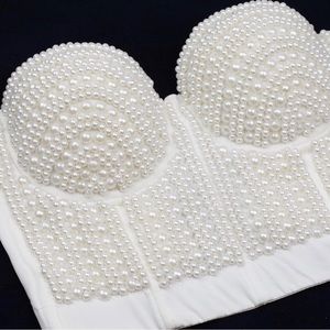 Pearls Beaded Bustier Crop Corset Top